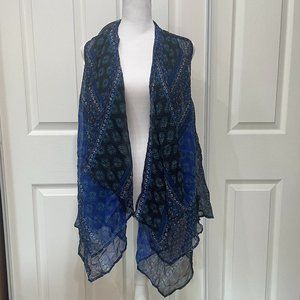 Hollister Blue Color Block Sheer Kimono